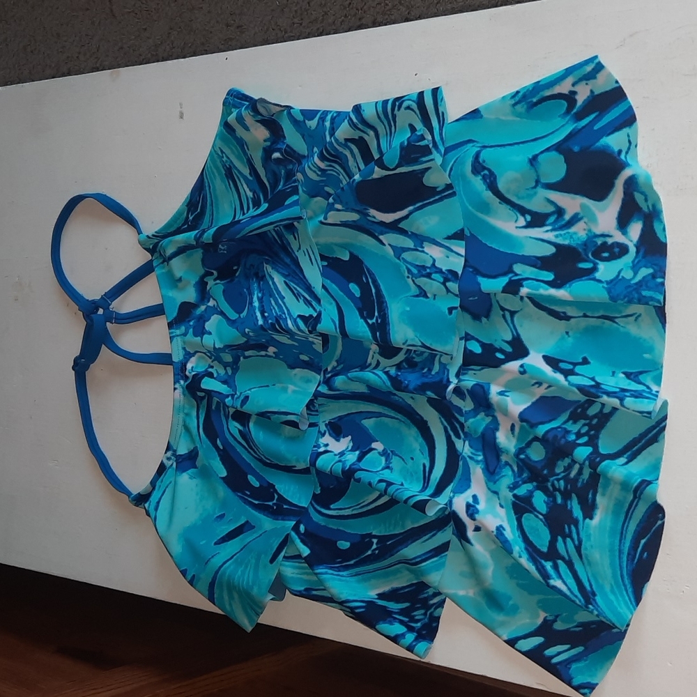 Justice 2 piece Ruffled Tankini Bathing Suit girls 14 plus - Picture 3 of 10
